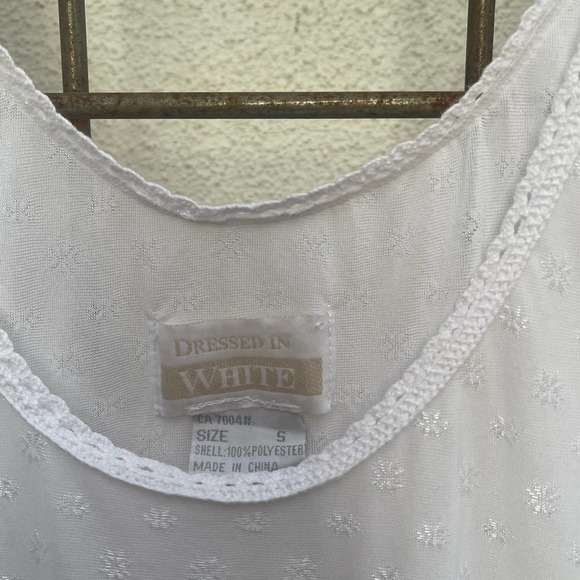 Vintage Womens Dressed In White Slip Night Maxi Dress Pockets Cottage Bride - Picture 5 of 6